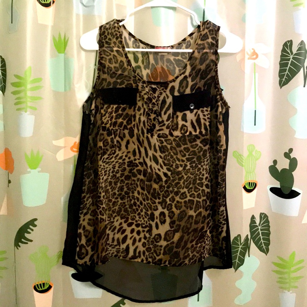 Animal print sheer tank